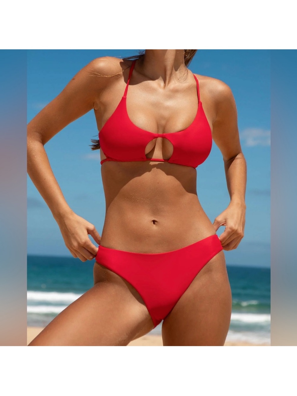 Berlook Red Women’s Keyhole Bikini top